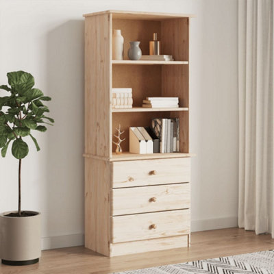 B&Q -  Bookcase With Drawers Alta 60X35X142 Cm Solid Wood Pine Bookcases
