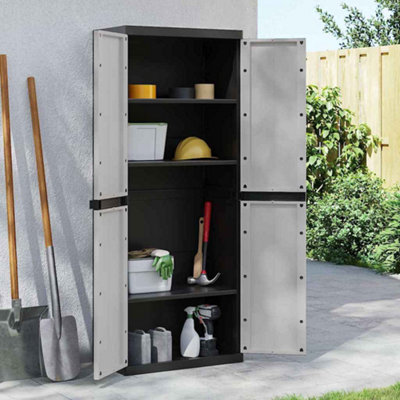 B&Q -  Outdoor Storage Cabinet Grey And Black 65X37X165 Cm Pp