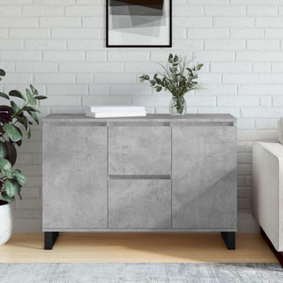 2 Door 2 Drawer Concrete Sideboard Grey Vidaxl - Image 4
