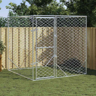 Vidaxl Silver Outdoor Dog Kennel 2X2x2 M Galvanised Steel