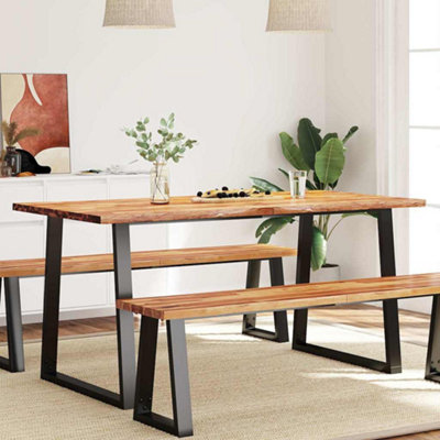 B&Q -  Dining Table With Live Edge 160X80X75 Cm Solid Wood Acacia