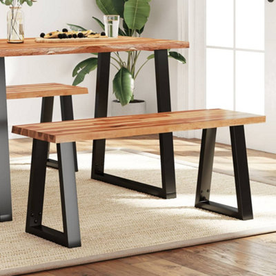 Vidaxl Bench With Live Edge 110 Cm Solid Wood Acacia, Brown - Image 4