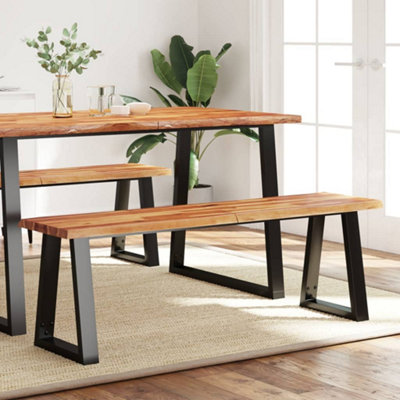 B&Q -  Bench With Live Edge 140 Cm Solid Wood Acacia Benches
