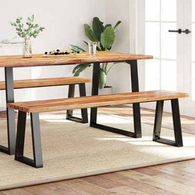 B&Q -  Bench With Live Edge 160 Cm Solid Wood Acacia Benches