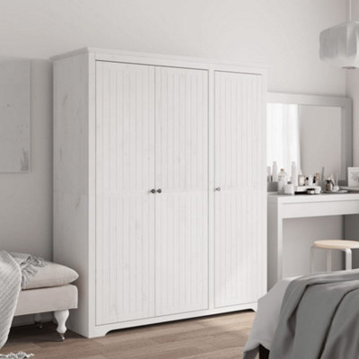 Vidaxl Wardrobe Bodo White 151.5X52X176.5 Cm Solid Wood Pine Wardrobes