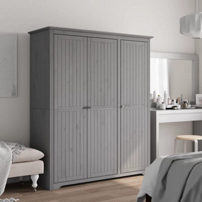 Vidaxl Wardrobe Bodo Grey 151.5X52X176.5 Cm Solid Wood Pine Wardrobes