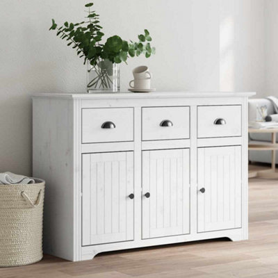 B&Q -  Sideboard Bodo White 115X43X79.5 Cm Solid Wood Pine