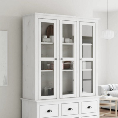 B&Q -  Cabinet With Glass Doors Bodo White Solid Wood Pine
