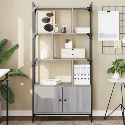 B&Q -  Bookcase With Doors Grey Sonoma 76.5X30X154.5 Cm Engineered Wood
