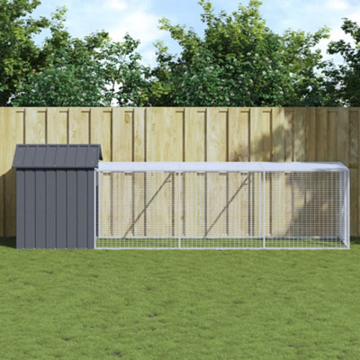 B&Q -  Chicken Cage With Run Anthracite 117X405X123 Cm Galvanised Steel