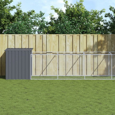 Vidaxl Dog House With Run Anthracite 110X609X110 Cm Galvanised Steel from B&Q