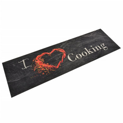 Vidaxl Kitchen Rug Washable Cooking Black 45X150 Cm Velvet from B&Q