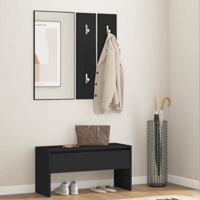 B&Q -  Hallway Furniture Set Black Engineered Wood