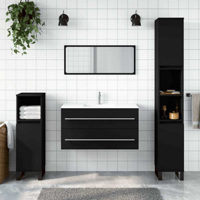Vidaxl Bathroom Cabinet With Mirror Black Engineered Wood from B&Q