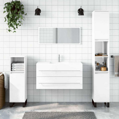 Vidaxl White Bathroom Cabinet With Mirror High Gloss Engineered Wood