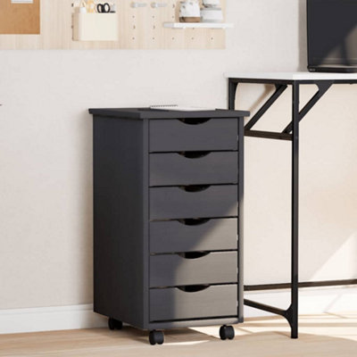 Vidaxl Rolling Cabinet With Drawers Moss Solid Wood Pine Grey