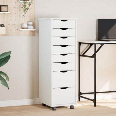 Vidaxl Rolling Cabinet With Drawers Moss White Solid Wood Pine from B&Q