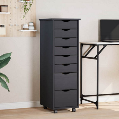 Vidaxl Rolling Cabinet With Drawers Moss Solid Wood Pine Grey
