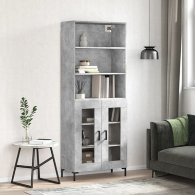 B&Q -  Highboard Concrete Grey 69.5X34X180 Cm Engineered Wood