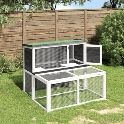 Walplus Rabbit Hutch Grey 102X90X84.5 Cm Solid Wood Pine