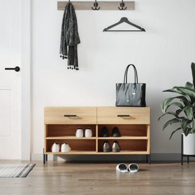Walplus Shoe Bench Sonoma Oak 102X35x55 Cm Engineered Wood