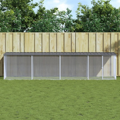 Walplus Chicken Cage With Roof Anthracite 403X98X90 Cm Galvanised Steel