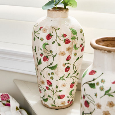 B&Q -  Vintage Style Strawberry Ceramic Spring Flower Pot Urn Vase