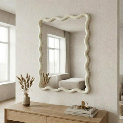 B&Q -  Relica Ivory Wavy Wall Decorative Mirror