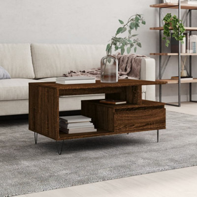Walplus Coffee Table Brown Oak 90X49X45 Cm Engineered Wood