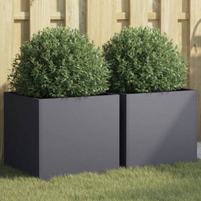 B&Q -  Planters 2 Pcs Anthracite 42X40X39 Cm Steel
