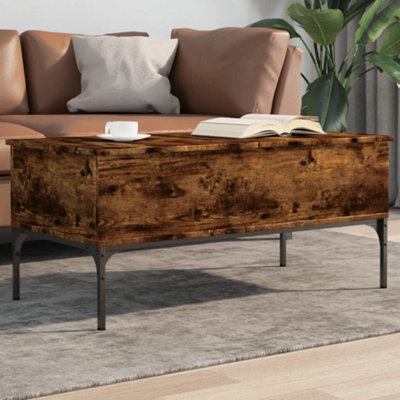 Walplus Coffee Table Smoked Oak 100X50X45 Cm Engineered Wood And Metal
