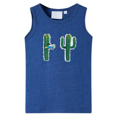 Vidaxl Kids' Tank Top Dark Blue Melange 128 from B&Q