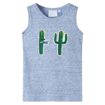 Vidaxl Kids' Tank Top Blue Melange 128 from B&Q