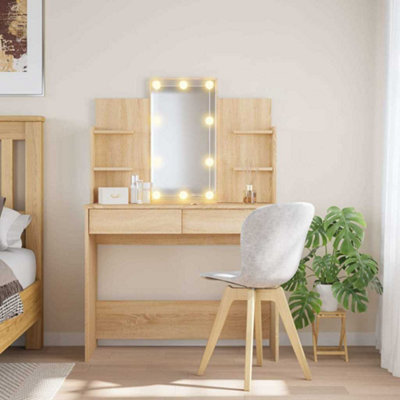 Vidaxl Dressing Table With Led Lights Sonoma Oak 96X40X142 Cm from B&Q