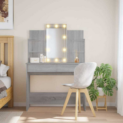 Vidaxl Dressing Table With Led Lights Grey Sonoma 96X40X142 Cm from B&Q