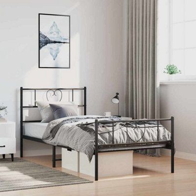 Vidaxl Metal Bed Frame Without Mattress With Footboard Black 100X200Cm from B&Q