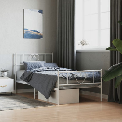 Vidaxl Metal Bed Frame Without Mattress With Footboard White 75X190Cm from B&Q