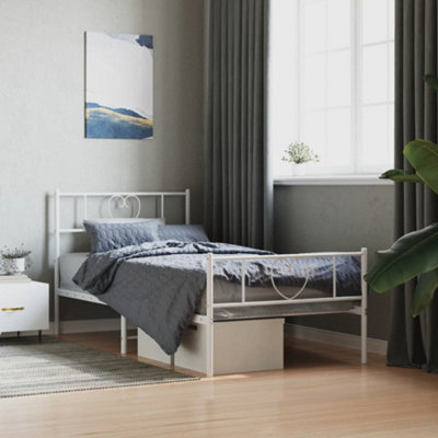Vidaxl Metal Bed Frame Without Mattress With Footboard White 90X200Cm from B&Q