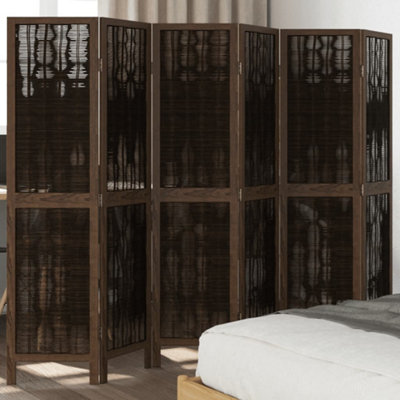 B&Q -  Room Divider 6 Panels Dark Brown Solid Wood Paulownia