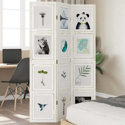 Vidaxl Room Divider 3 Panels White Solid Wood Paulownia