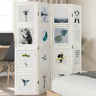 Vidaxl Room Divider 4 Panels White Solid Wood Paulownia