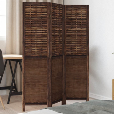 B&Q -  Room Divider 3 Panels Dark Brown Solid Wood Paulownia