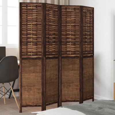 B&Q -  Room Divider 4 Panels Dark Brown Solid Wood Paulownia