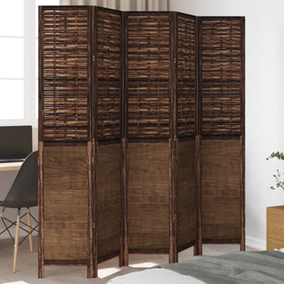 B&Q -  Room Divider 5 Panels Dark Brown Solid Wood Paulownia