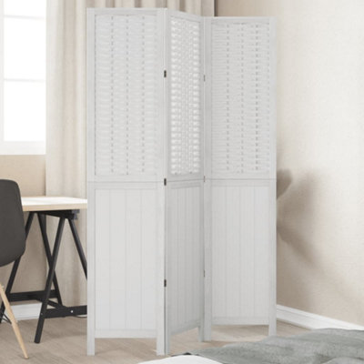 B&Q -  Room Divider 3 Panels White Solid Wood Paulownia