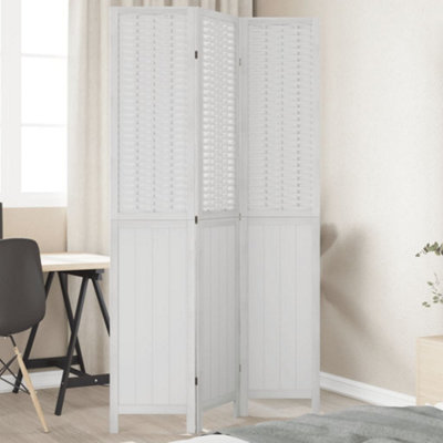 B&Q -  Room Divider 3 Panels White Solid Wood Paulownia