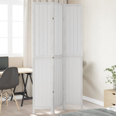 Vidaxl Room Divider 3 Panels White Solid Wood Paulownia
