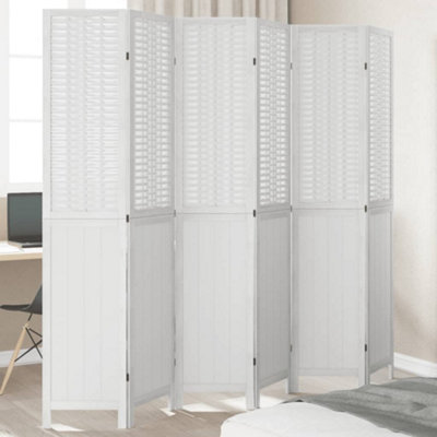 B&Q -  Room Divider 6 Panels White Solid Wood Paulownia