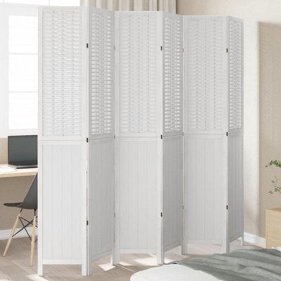 B&Q -  Room Divider 6 Panels White Solid Wood Paulownia