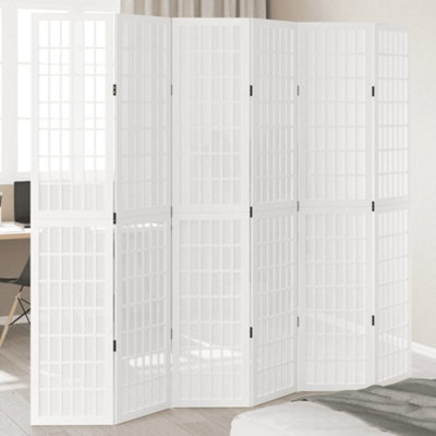 Vidaxl Room Divider 6 Panels White Solid Wood Paulownia